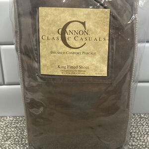 Cannon Classic Fieldcrest Brown Fitted King Sheet New In Package Fits 78 X 80 In